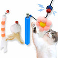 compact cat wand, short cat wand, travel-friendly cat toy, portable cat wand, small cat wand toy, collapsible cat wand, magnetic cat wand compact, #color_blue