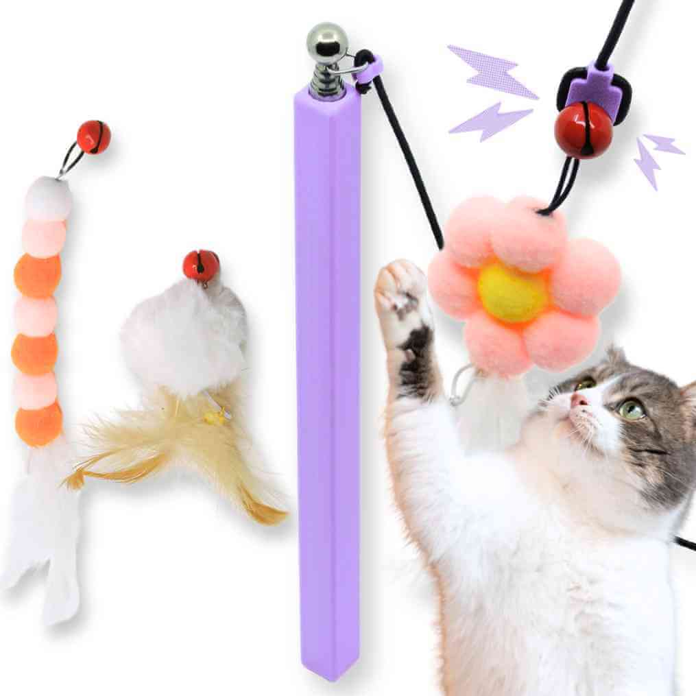long cat wand, extended cat wand, interactive cat wand, adjustable cat wand, large cat toy, magnetic cat wand max, high-reach cat toy, #color_lilac-purple